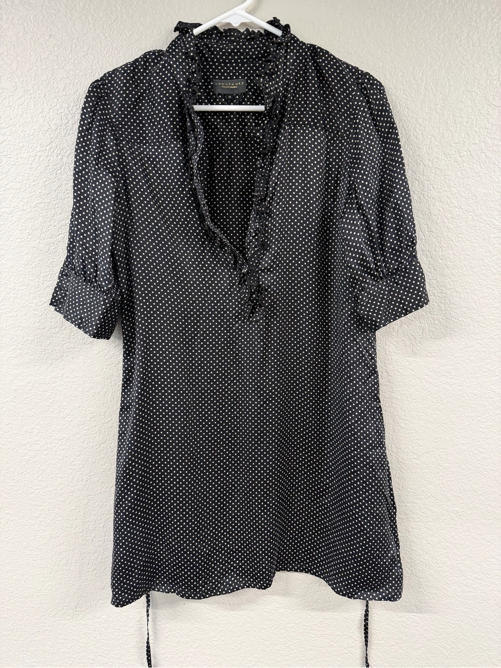 Sanctuary Black Blouse with White Polka Dots